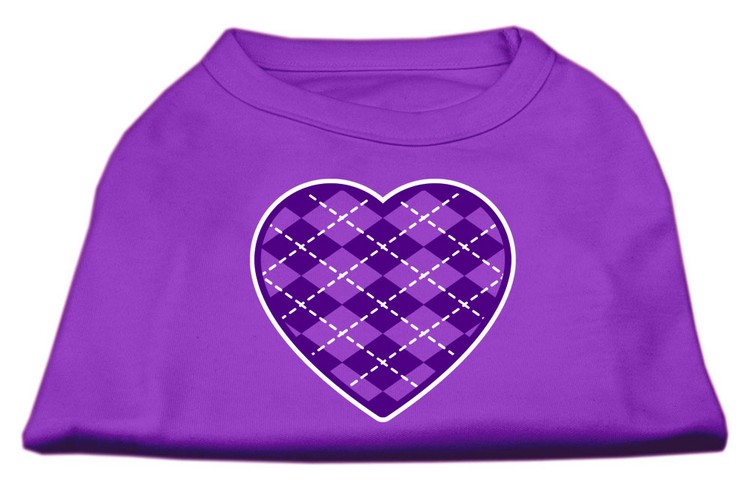 Argyle Heart Purple Screen Print Shirt Purple Sm